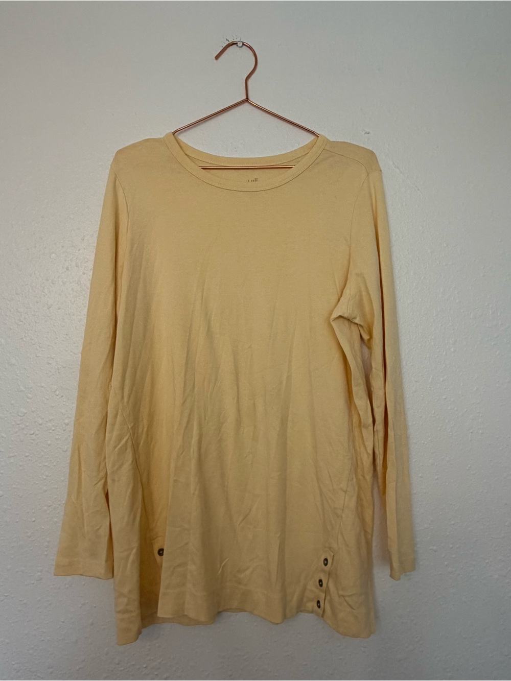 I Jill perfect Pima Long Sleeve Crewneck Shirt tunic in Pale Yellow size large
